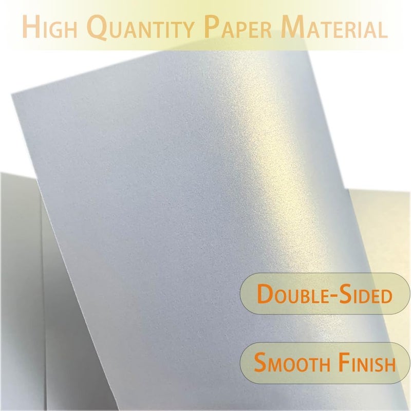 WEKOOSE White Pearl Shimmer Paper Metallic Cardstock, 12" x 12" 20 Sheets 80 lb Cover Stock for Cricut, Invitations Card Making Weddings, Birthdays, DIY Craft - Image 3